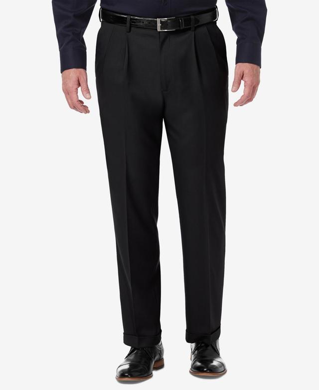 Haggar Mens Premium Comfort Stretch Classic-Fit Solid Pleated Dress Pants Product Image