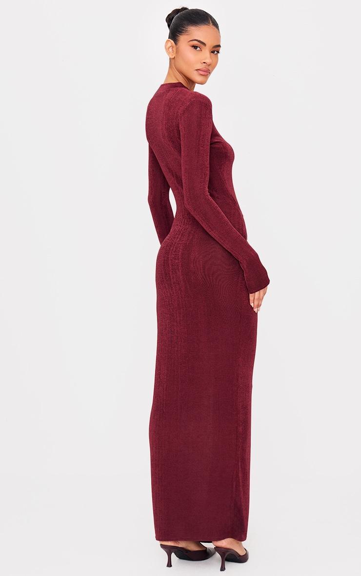 Burgundy Slinky Wrap Maxi Dress Product Image