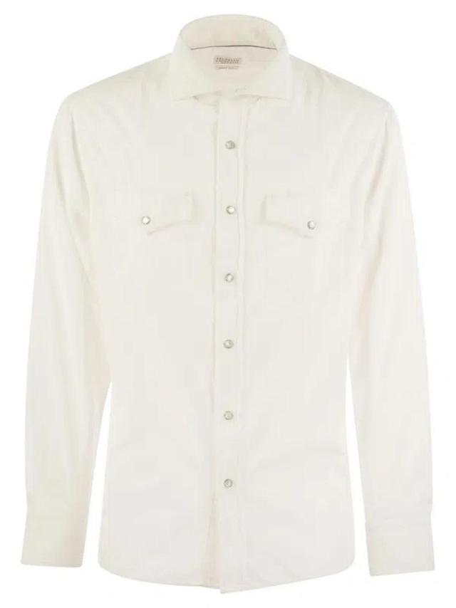 Leisure Fit Chest Pocket Shirt In White Product Image