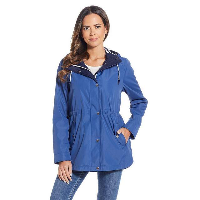 Womens Weathercast Hooded Nautical Anorak Jacket Med Blue Product Image