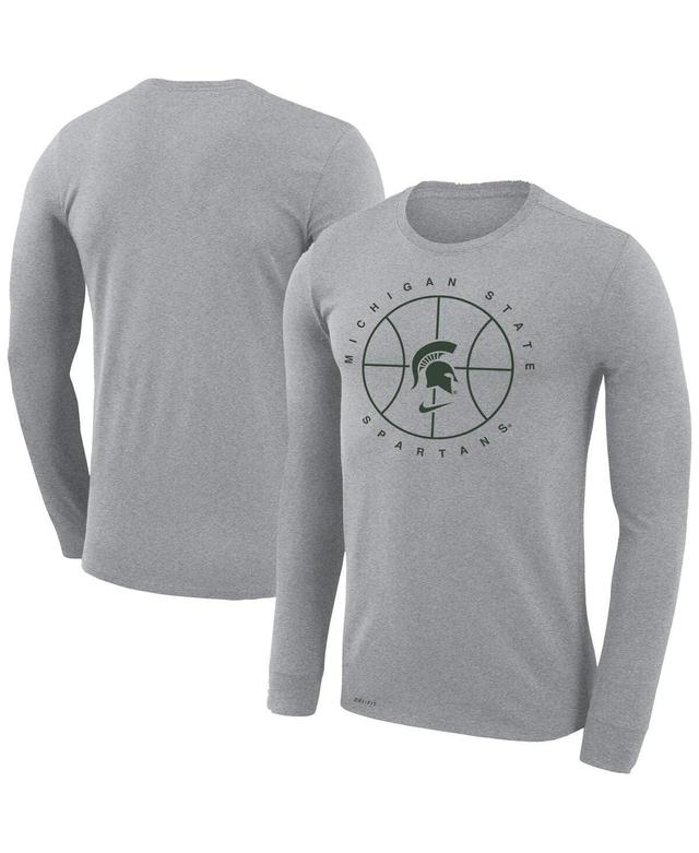 Mens Nike Heathered Gray Michigan State Spartans Basketball Icon Legend Performance Long Sleeve T-shirt Product Image