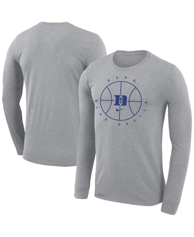 Mens Nike Heathered Gray Duke Blue Devils Basketball Icon Legend Performance Long Sleeve T-shirt Product Image