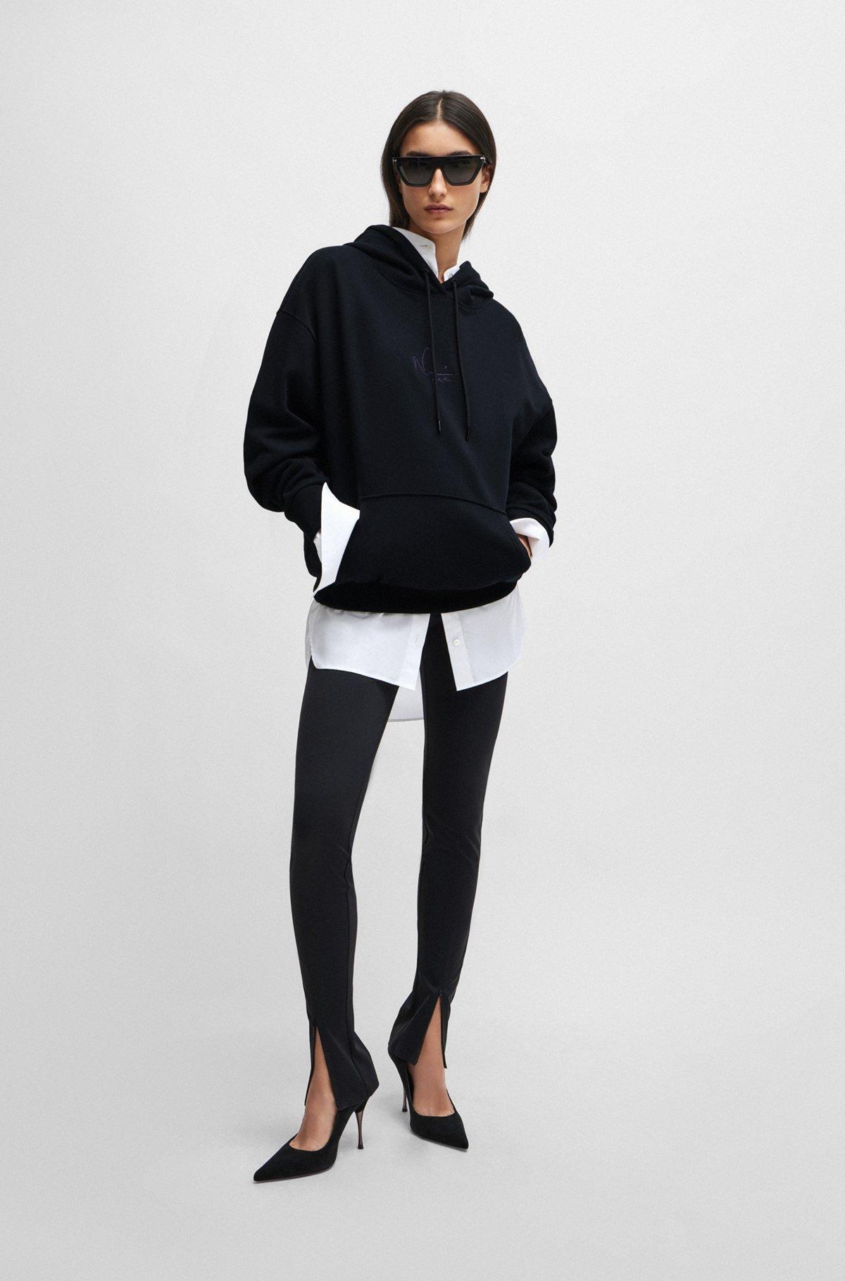 NAOMI x BOSS cotton-terry sweatshirt with ribbed trims Product Image