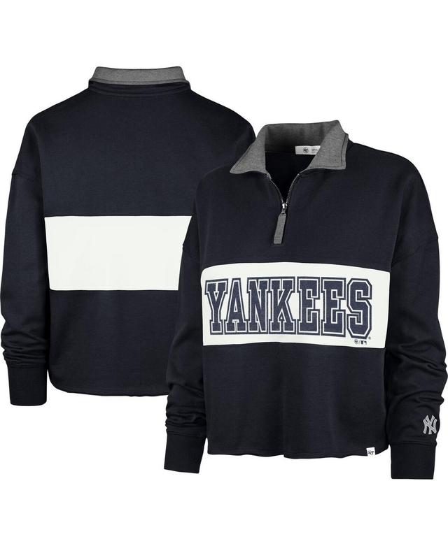 Womens 47 New York Yankees Remi Quarter-Zip Cropped Top Blue Product Image