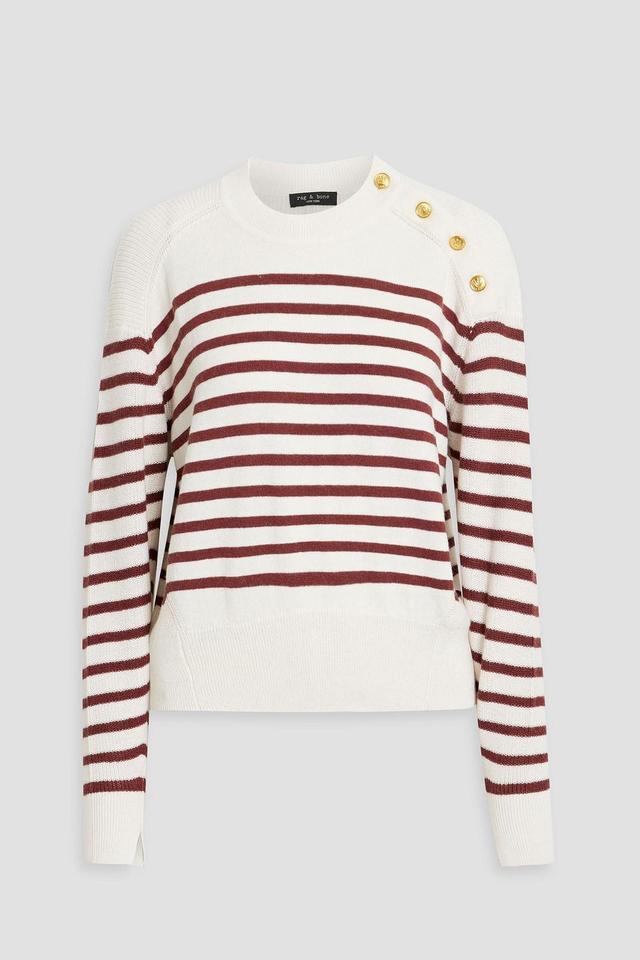 Brianne Button-detailed Striped Cotton And Cashmere-blend Sweater In Ivory Product Image