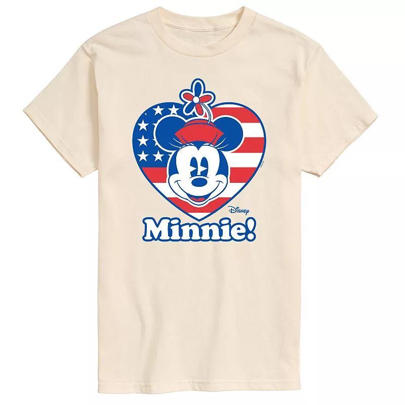 Disneys Minnie Mouse Mens Flag Heart Graphic Tee Product Image