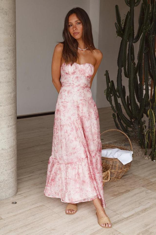 Essence Strapless Maxi Dress Pink Product Image