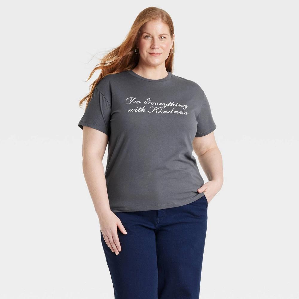 Womens Do Everything with Kindness Short Sleeve Graphic T-Shirt - Gray Product Image