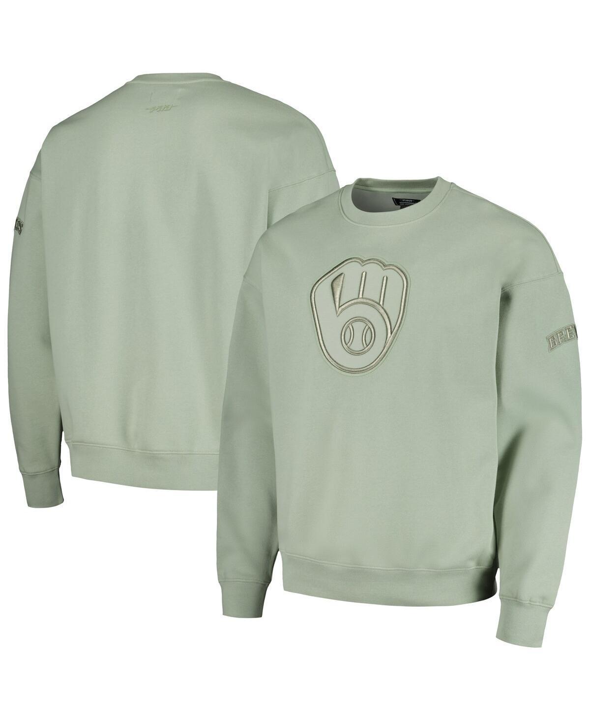 Mens Pro Standard Green Milwaukee Brewers Neutral Drop Shoulder Pullover Sweatshirt Product Image