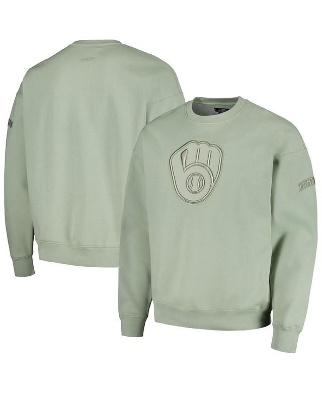 Mens Pro Standard Green Milwaukee Brewers Neutral Drop Shoulder Pullover Sweatshirt Product Image