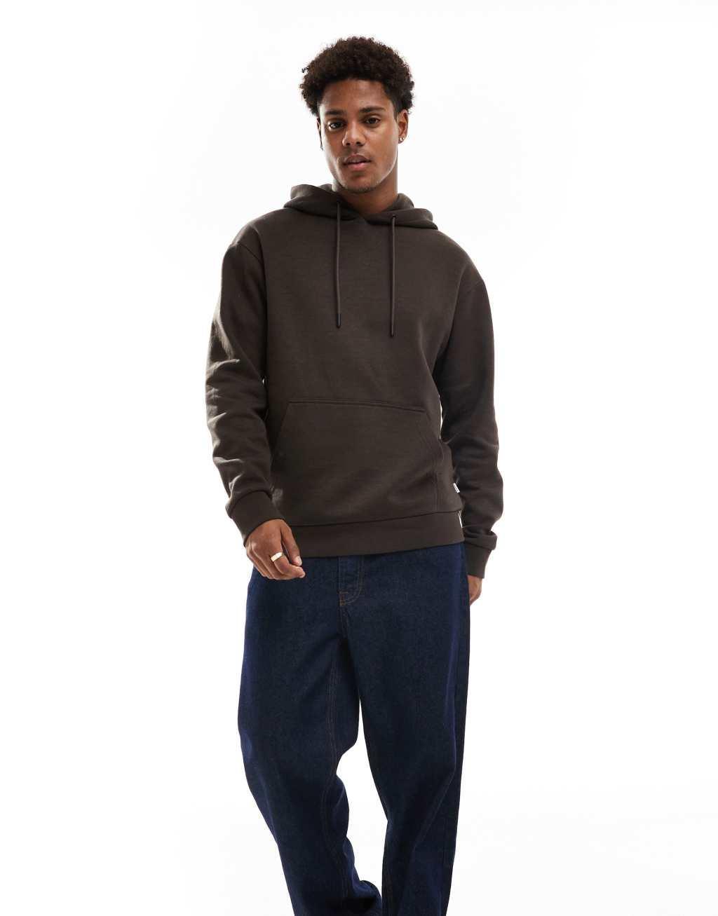 Jack & Jones oversized hoodie in chocolate brown Product Image