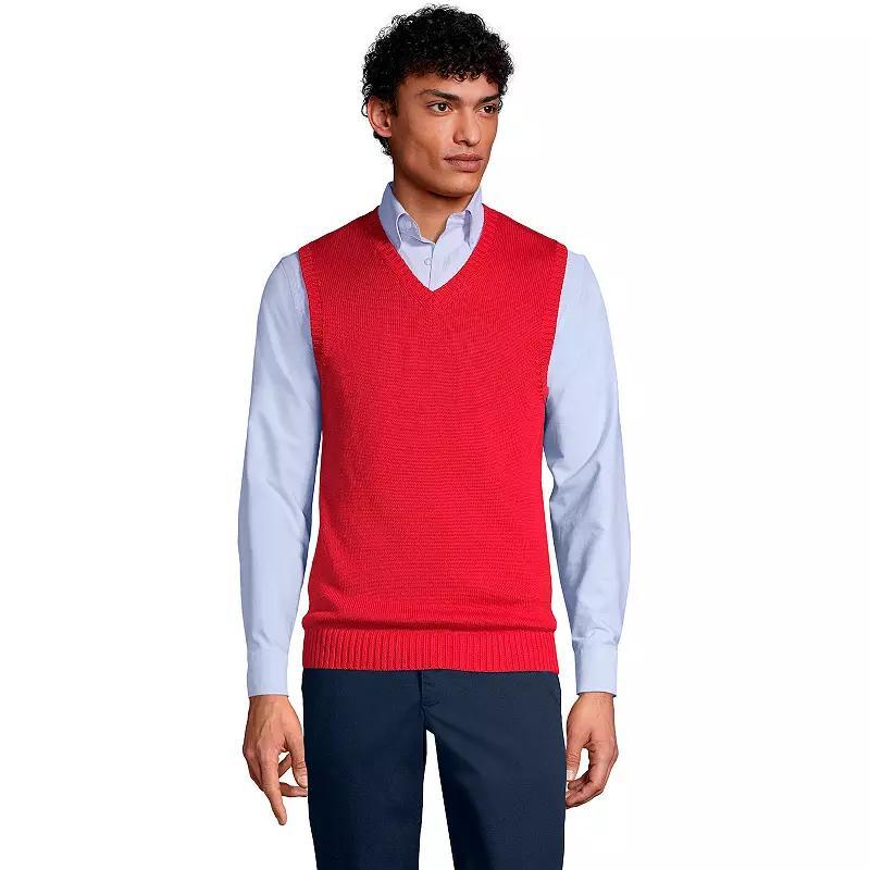 Mens Lands End Cotton Modal Sweater Vest Red Product Image