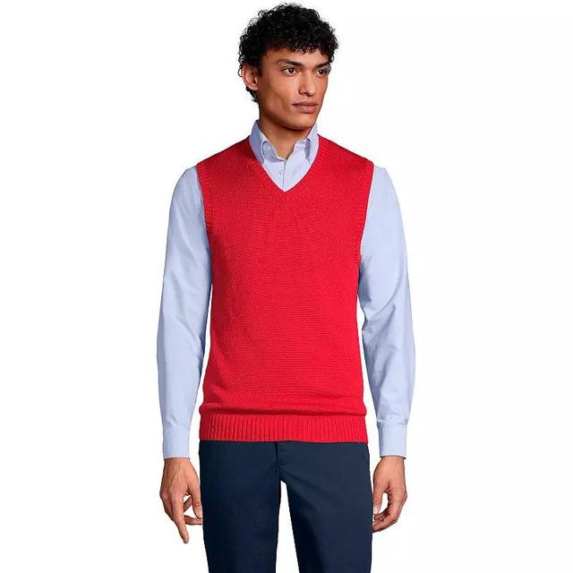 Mens Lands End Cotton Modal Sweater Vest Red Product Image