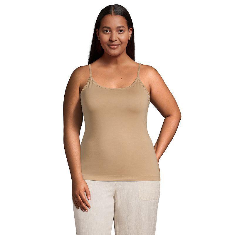 Plus Size Lands End Supima Cotton Camisole, Womens Soft Brown Product Image