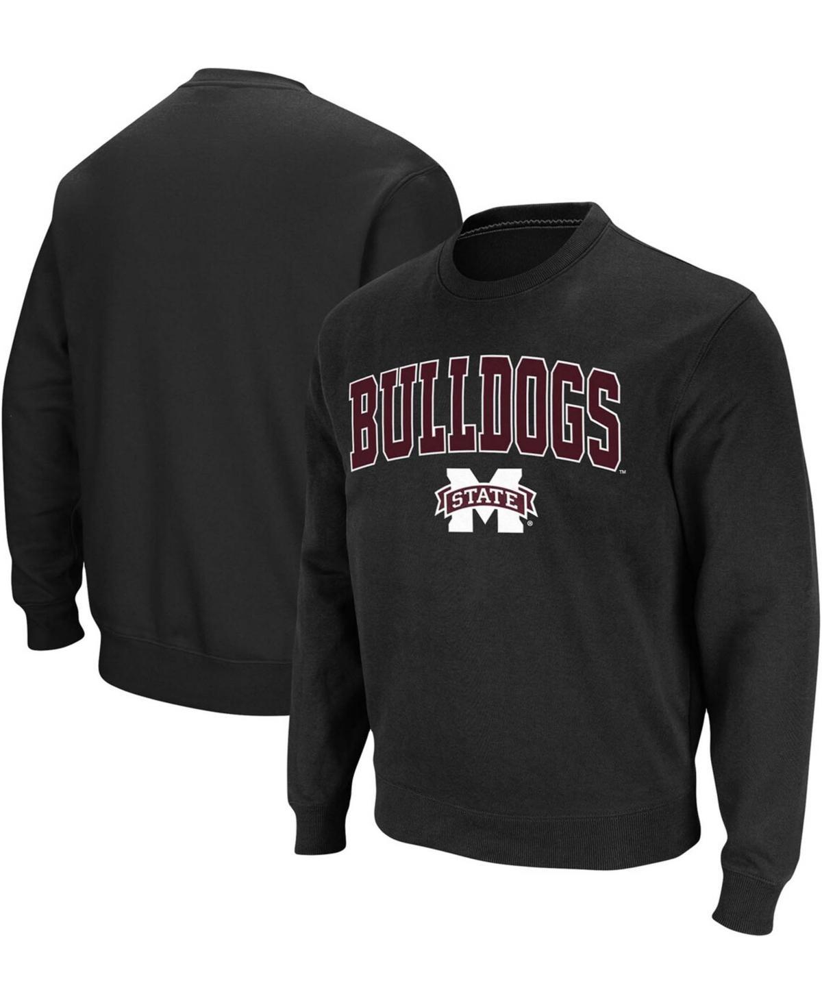 Mens Colosseum Black Mississippi State Bulldogs Arch & Logo Tackle Twill Pullover Sweatshirt MST Black Product Image