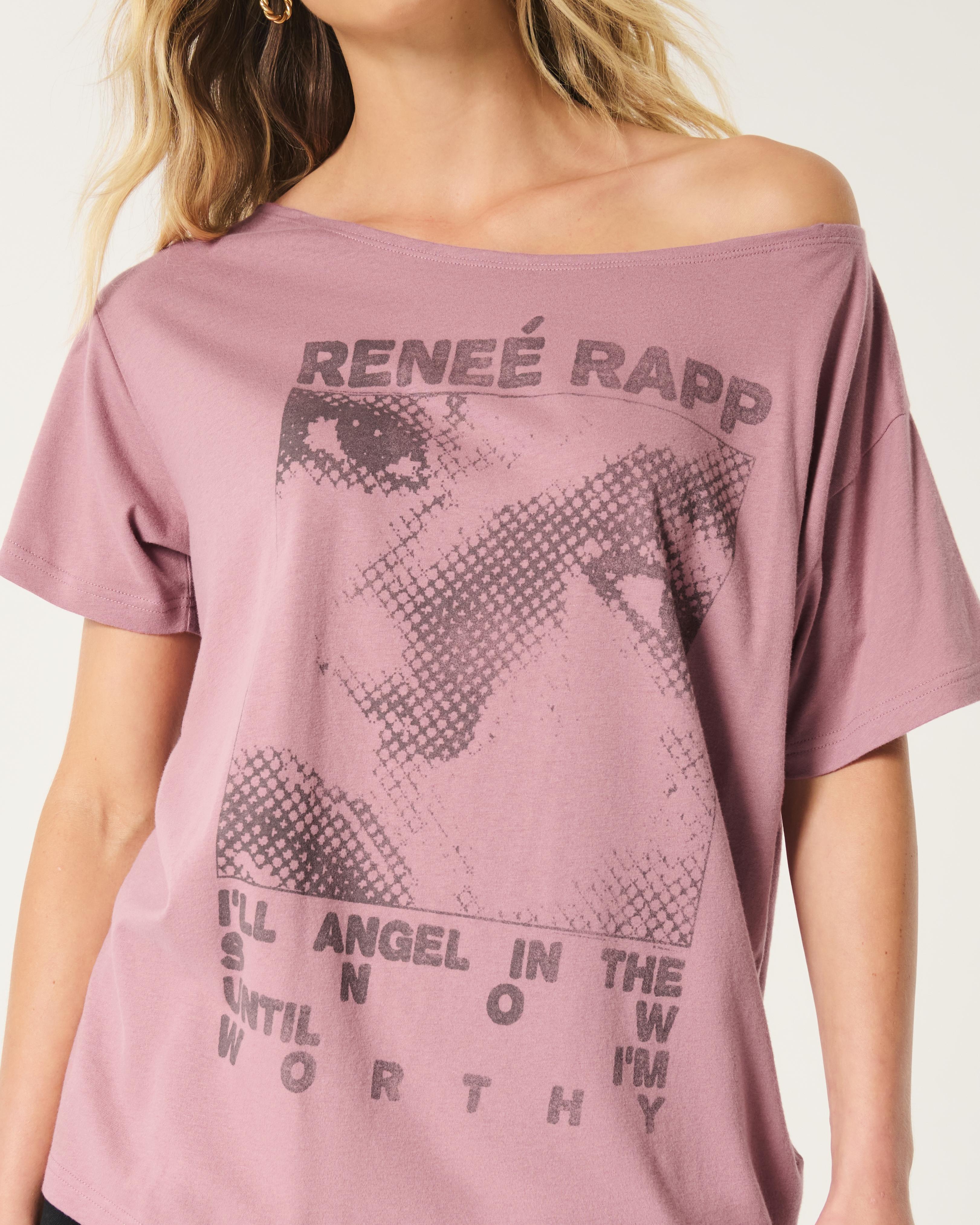 Oversized Off-the-Shoulder Reneé Rapp Graphic Tee Product Image