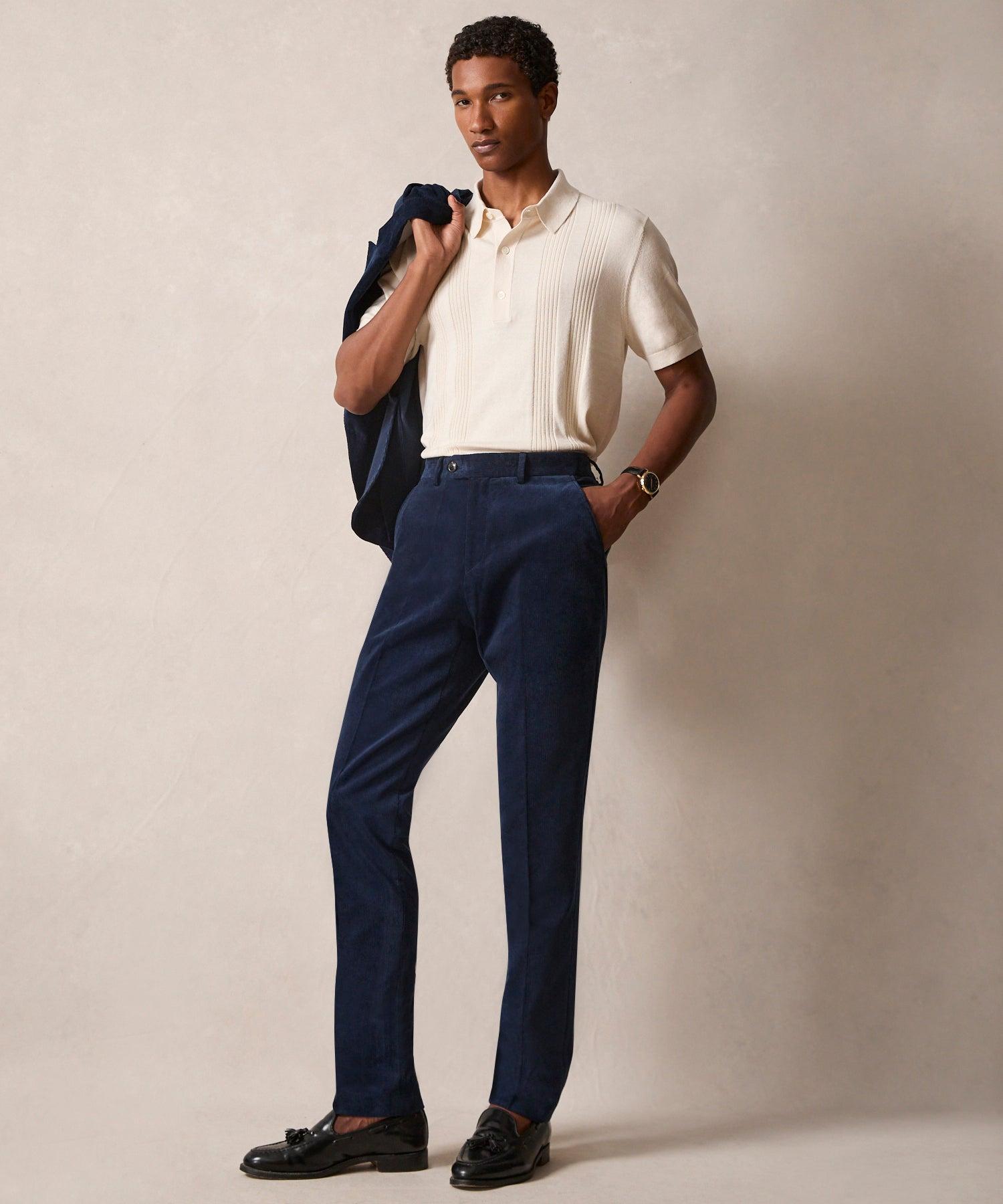 Italian Corduroy Sutton Trouser in Navy Product Image