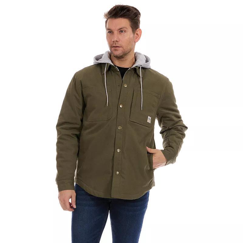 Mens Bass Creek Outfitters Duck Canvas Hooded Shirt Jacket Grey Product Image