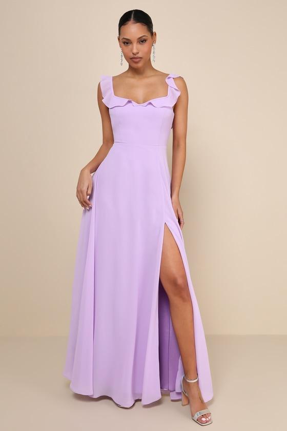 Dreamy Admiration Lilac Ruffled Maxi Dress Product Image