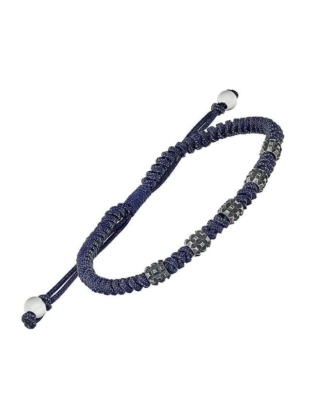 Mens Stainless Steel & Nylon Cord Pull Bracelet Product Image