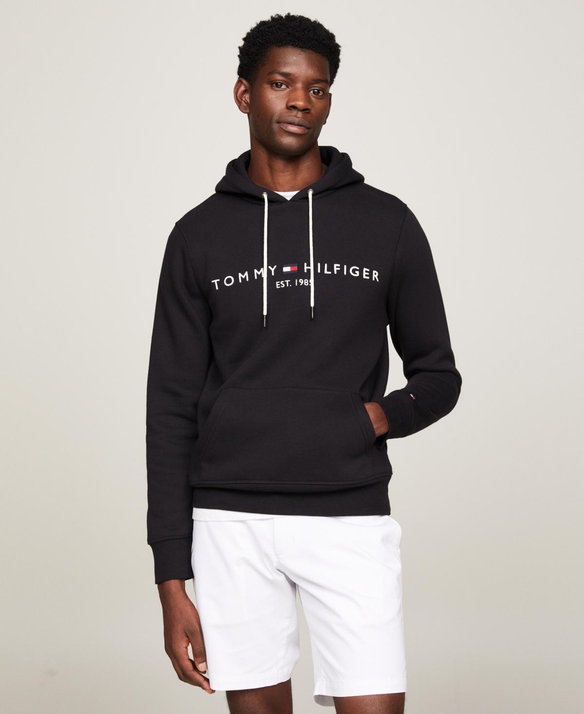 Mens Tommy Hilfiger Embroidered Logo Hoodie Cloud Grey Product Image