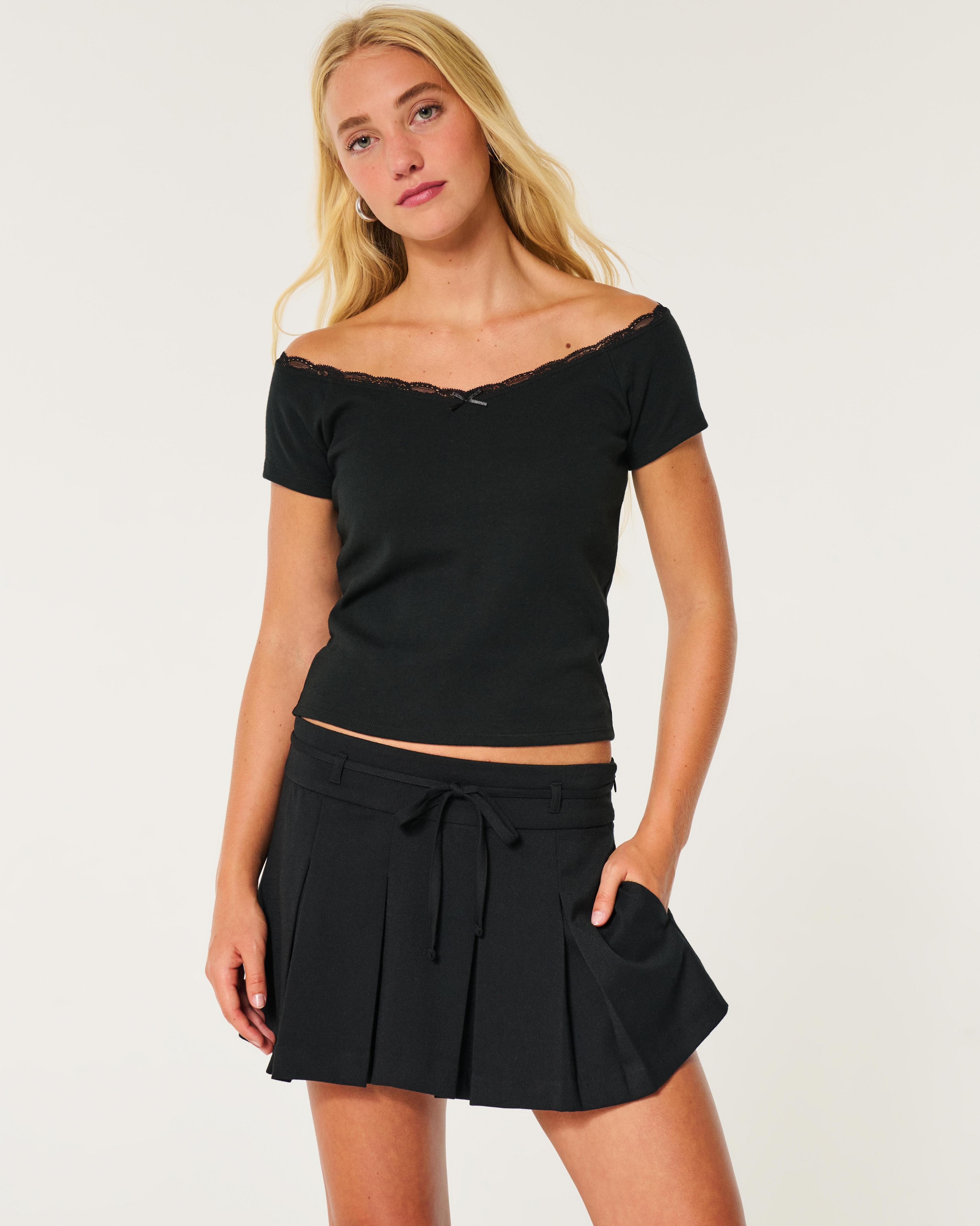 Mid-Rise Pleated Mini Skort Product Image