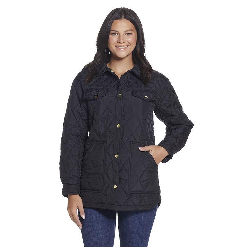 Womens Weathercast Print Lining Quilted Shacket Product Image