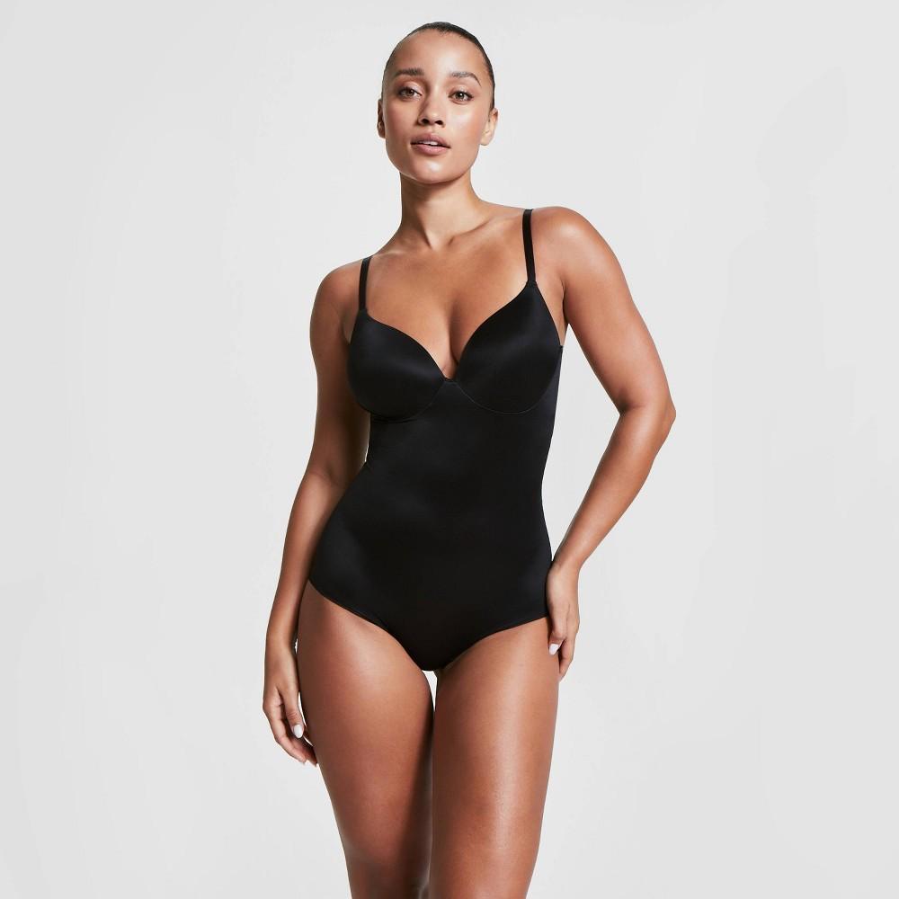 ASSETS BY SPANX Womens Flawless Finish Shaping Micro Low Back Cupped Bodysuit Shapewear - Very Black S Product Image