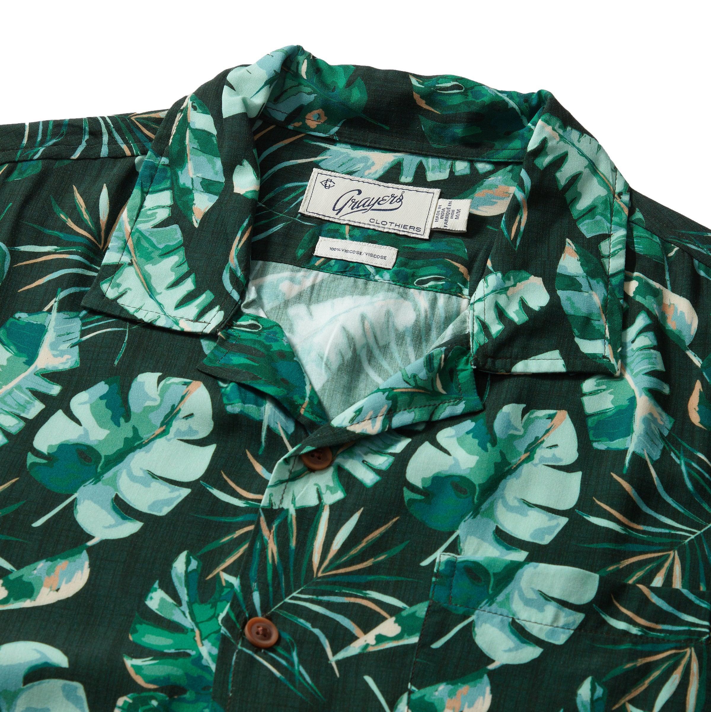 Vintage Hawaiian Camp Collar Shirt - Green Leaf (Final Sale) Product Image