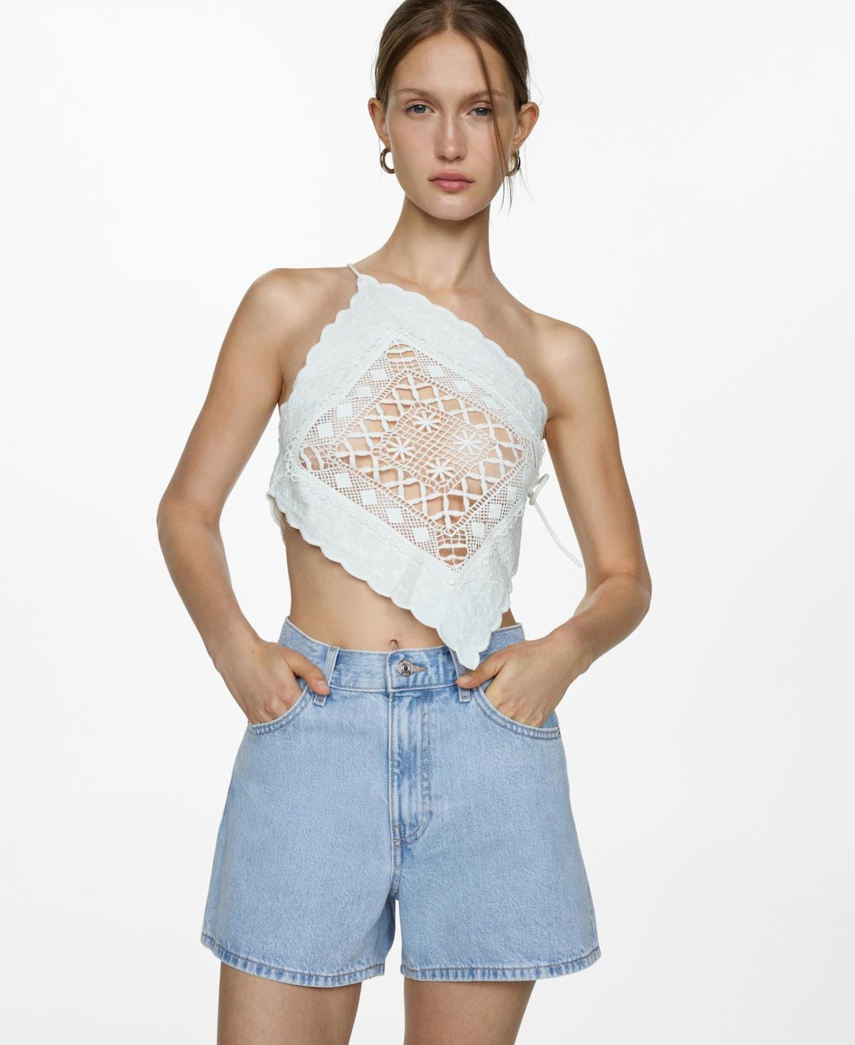 Mango Womens High-Rise Denim Shorts product image