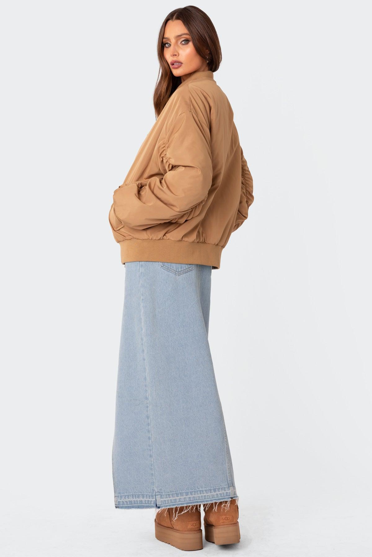 Cala Ruched Oversized Bomber Jacket Product Image