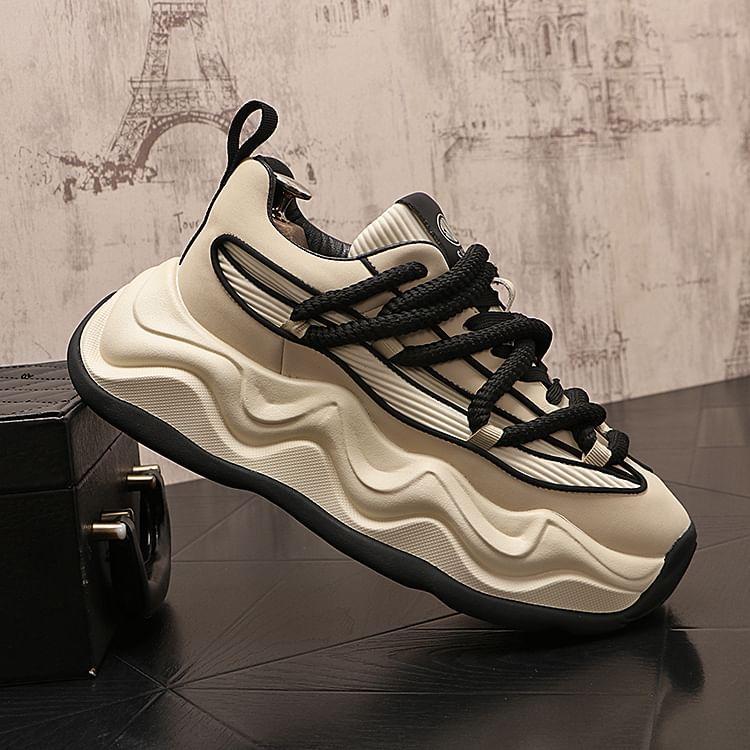 Platform Two Tone Lace-Up Sneakers Product Image