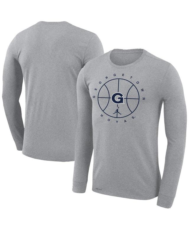 Mens Jordan Heathered Gray Georgetown Hoyas Basketball Icon Legend Performance Long Sleeve T-shirt Product Image