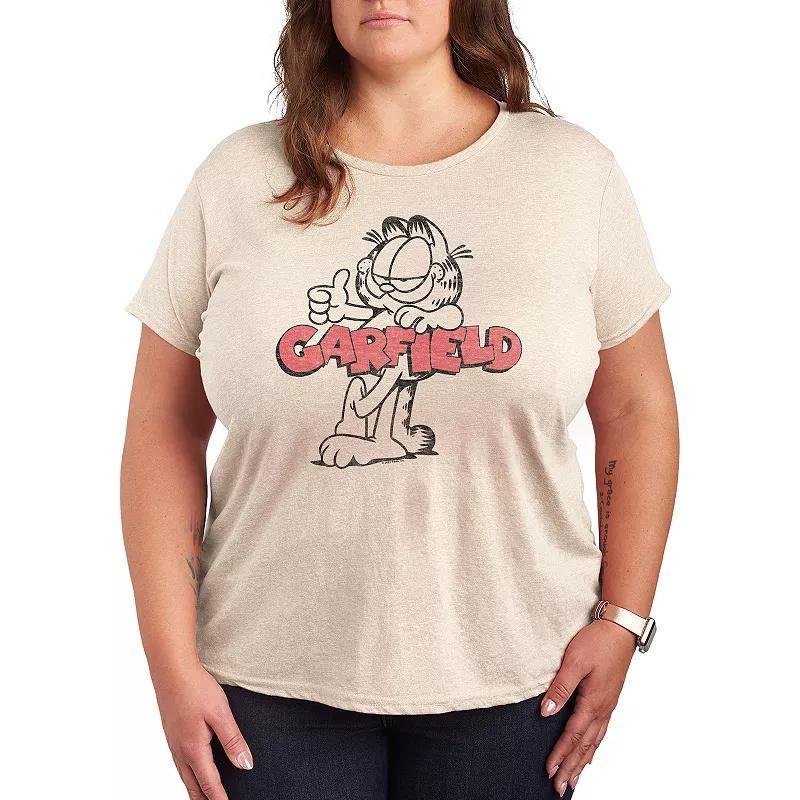 Plus Garfield Logo Thumbs Up Graphic Tee, Womens Product Image