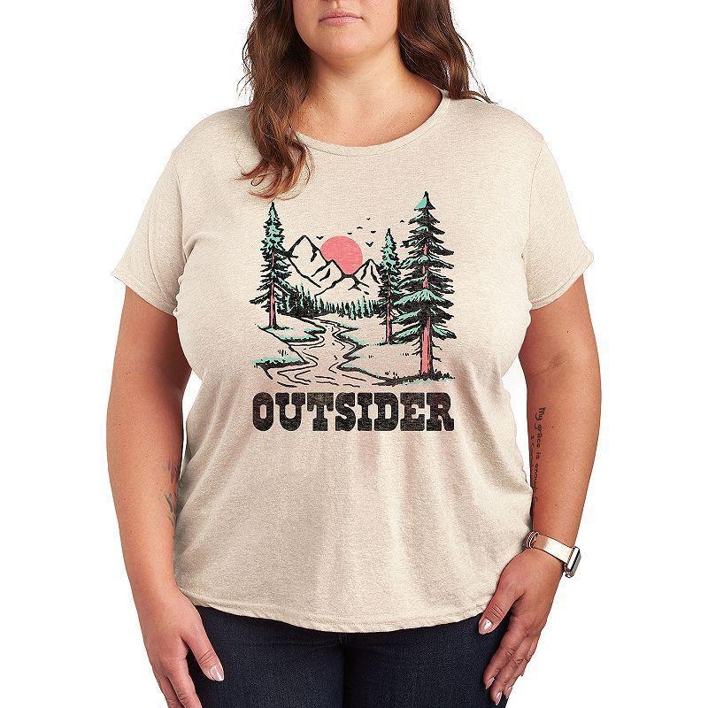 Plus Outsider Trees Mountains Graphic Tee, Womens Product Image