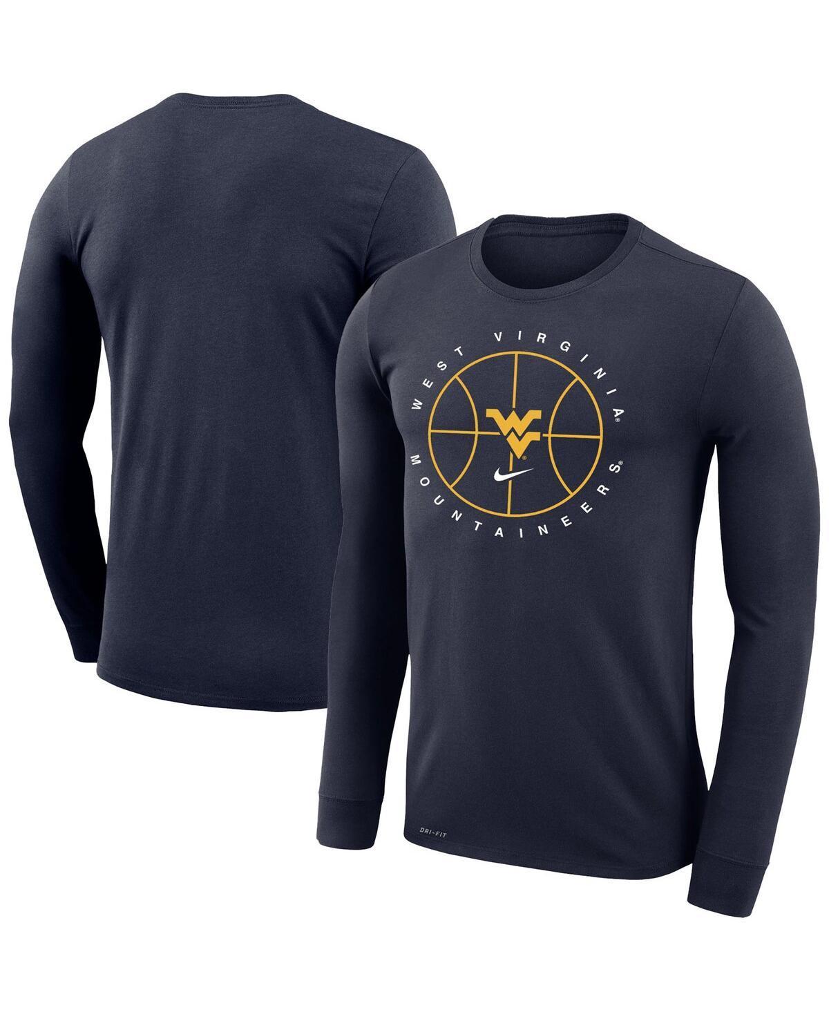 Mens Nike Navy West Virginia Mountaineers Basketball Icon Legend Performance Long Sleeve T-shirt Product Image