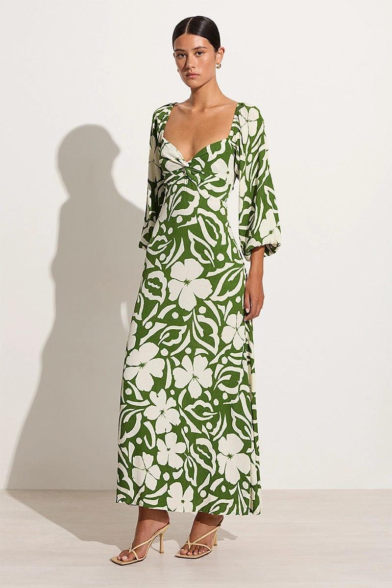 Ondina Midi Dress Pavito Floral Olive - Final Sale Product Image