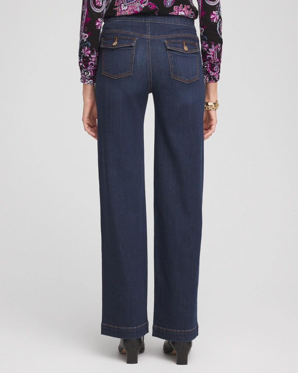 Women's Embellished Wide Leg Pull On Jeans Product Image