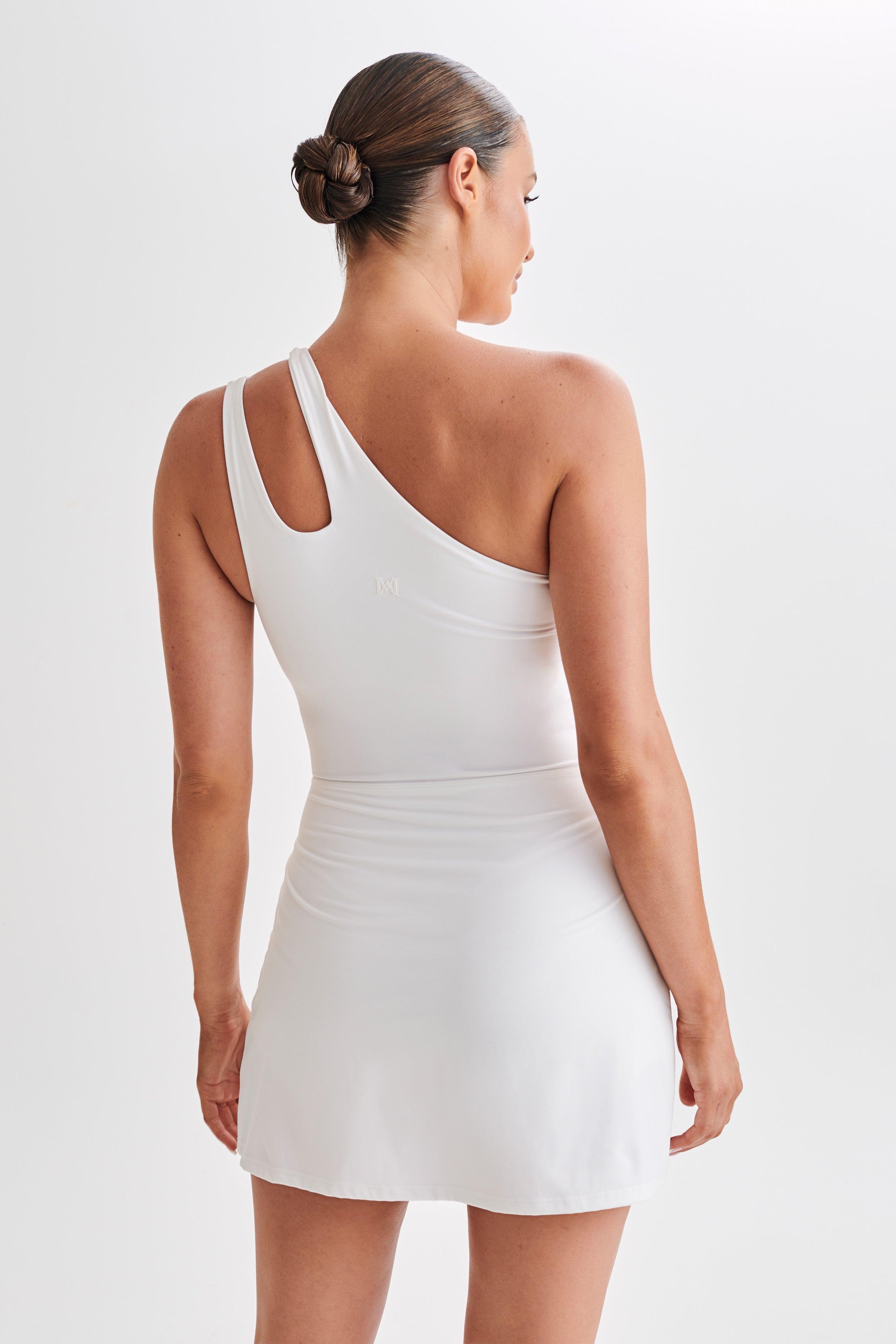 Maris One Shoulder Mini Dress - White Product Image