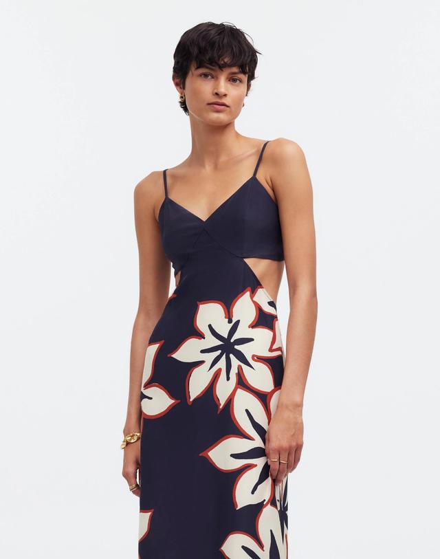 Open-Back Maxi Dress in Silk Floral Product Image