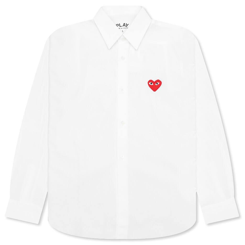 Women's Red Heart Button Up - White Female Product Image