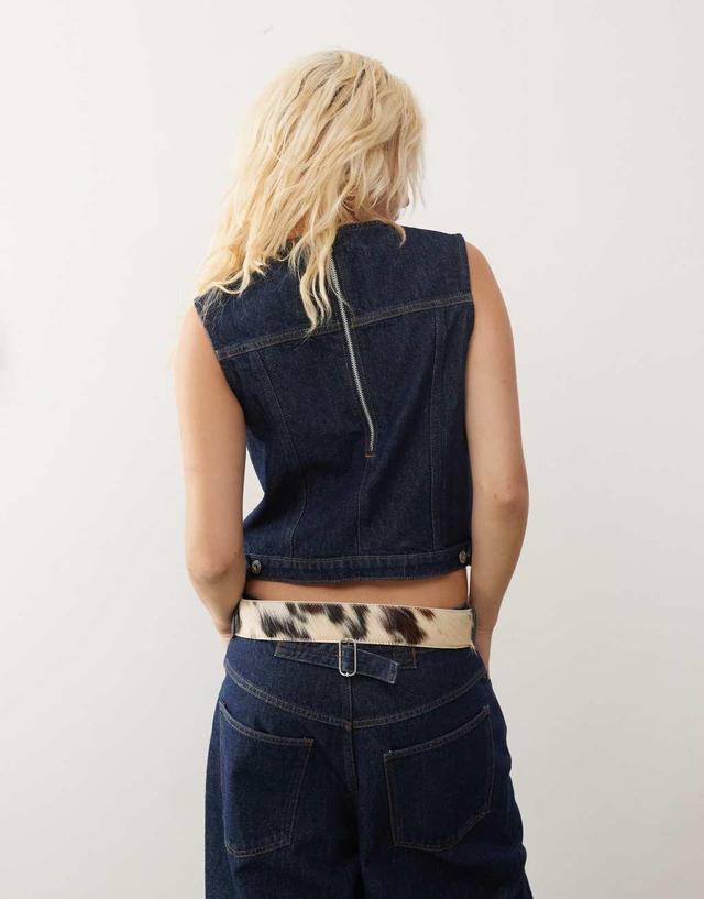 COLLUSION tank top in raw denim - part of a set Product Image