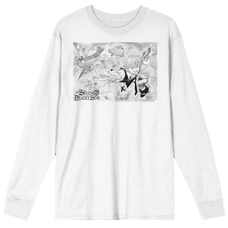 Mens Seven Deadly Sins Meliodas, Elizabeth & Hawk Chapter 1 Long Sleeve Graphic Tee Product Image