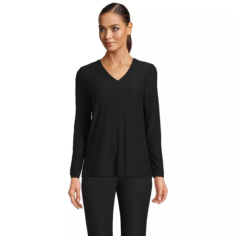 Lands End Womens Long Sleeve Performance V-Neck Top Product Image