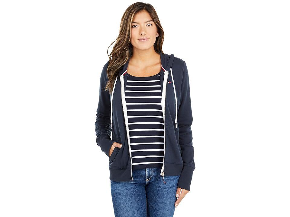 Tommy Hilfiger Flag Zip Hoodie (Sky Captain) Women's Clothing Product Image