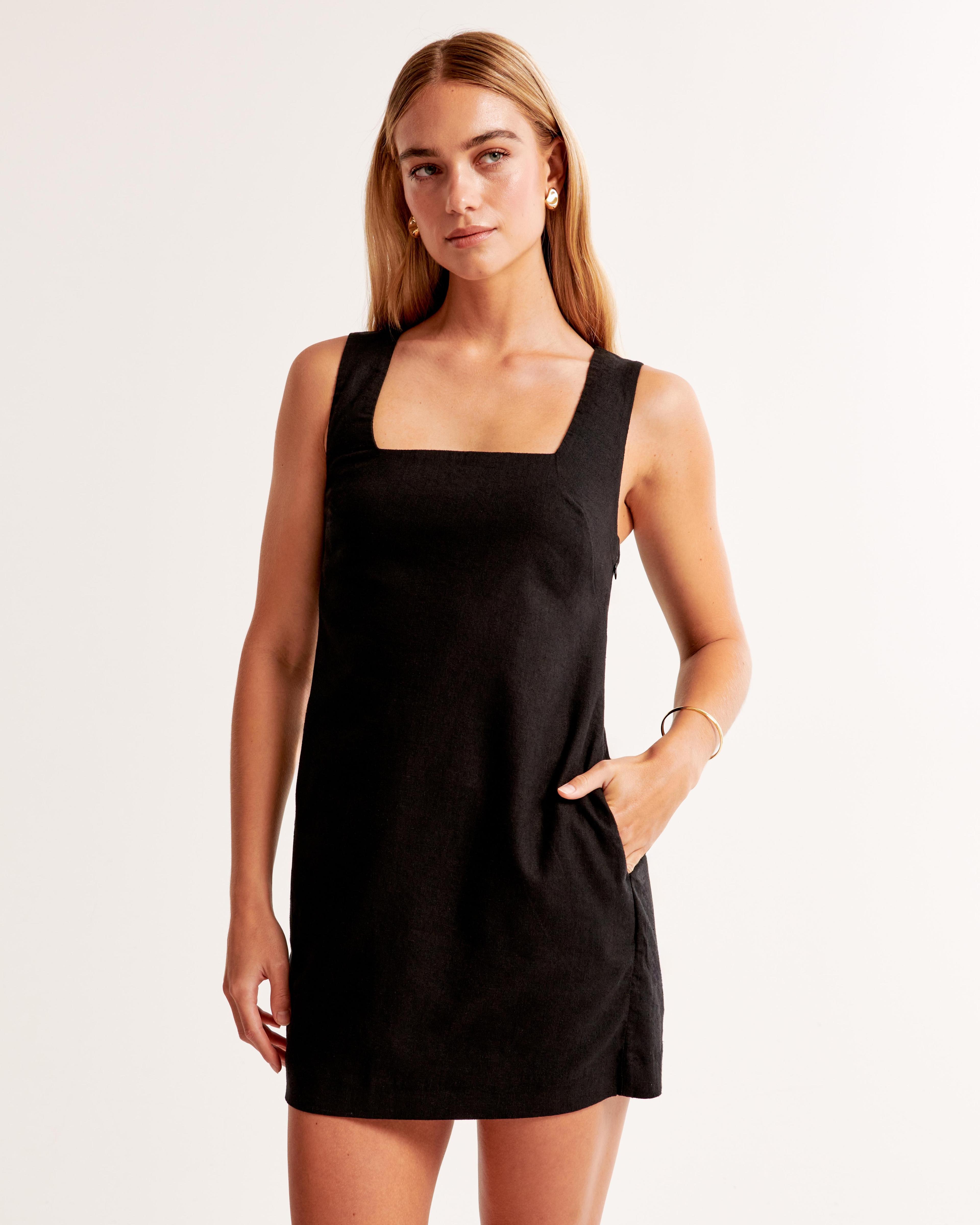 Linen-Blend Shift Mini Dress Product Image