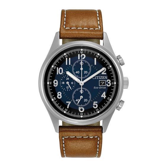 Men's Citizen Eco-DriveÂ® Chandler Chronograph Strap Watch with Blue Dial (Model: Ca0621-05L) Product Image