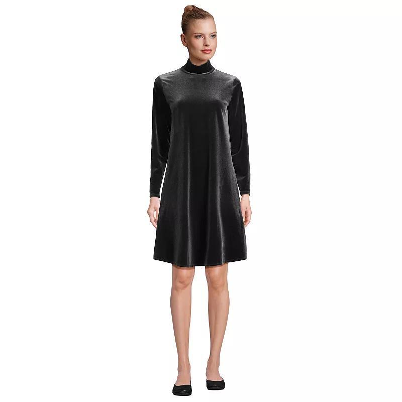 Womens Lands End Long Sleeve Velvet Turtleneck Dress Product Image