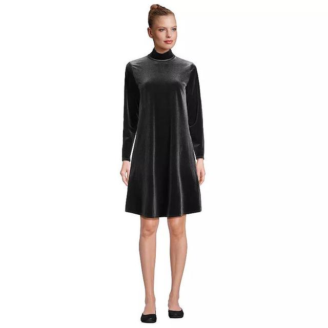 Womens Lands End Long Sleeve Velvet Turtleneck Dress Product Image