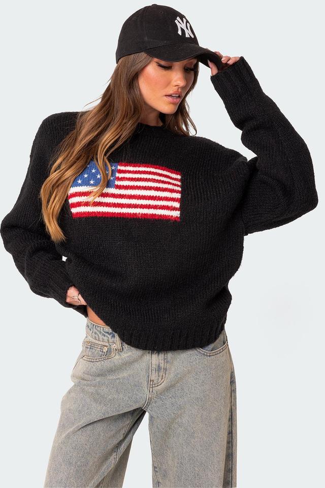 Usa Oversized Chunky Knit Sweater Product Image